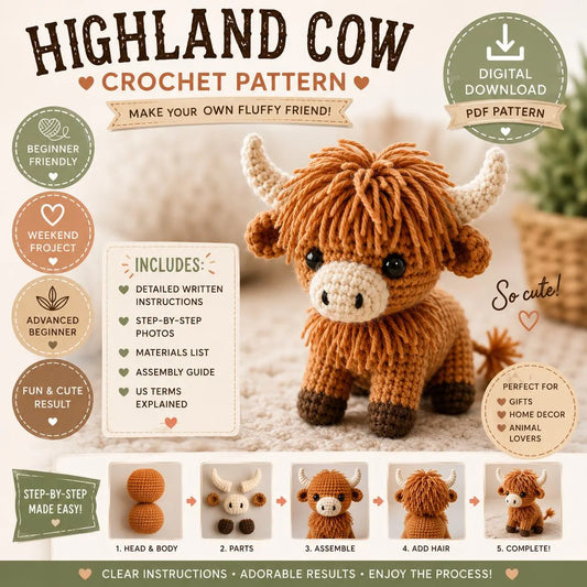 Highland Cow Crochet Pattern (Digital Download)