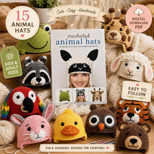 Crochet Animal Hats Pattern (Digital Download)