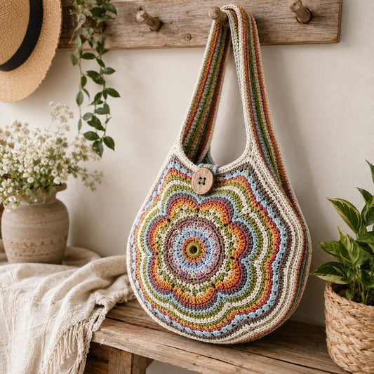 Boho Flower Slouch Bag Crochet Pattern (Digital Download)