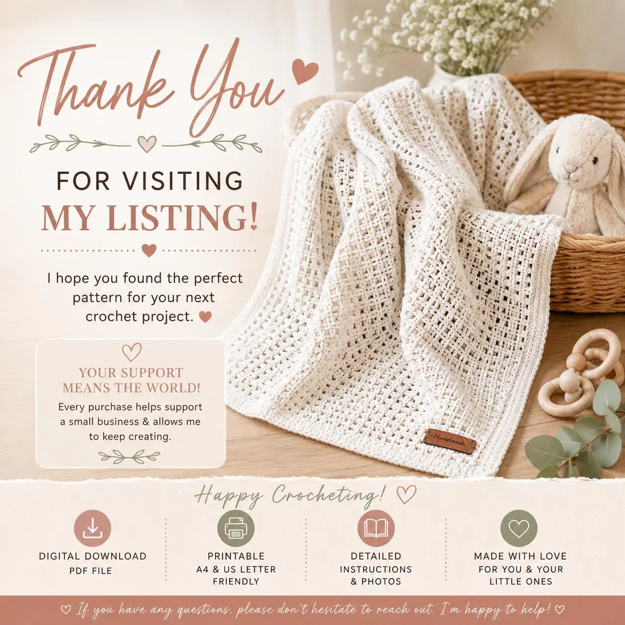 Baby Summer Blanket Crochet Pattern (Digital Download)
