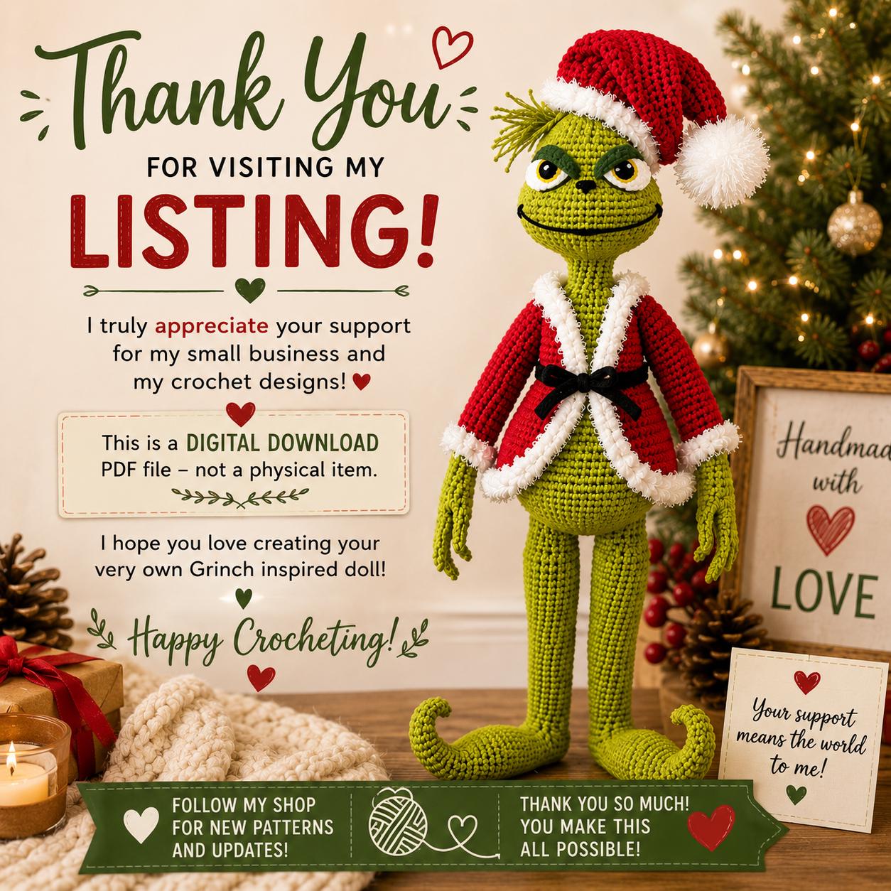 The Twelve Days of Christmas Grinch Inspired Crochet Pattern (Digital Download)