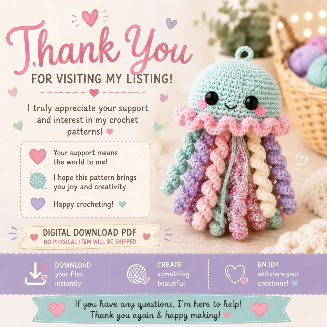 Crochet Jellyfish Amigurumi Pattern PDF
