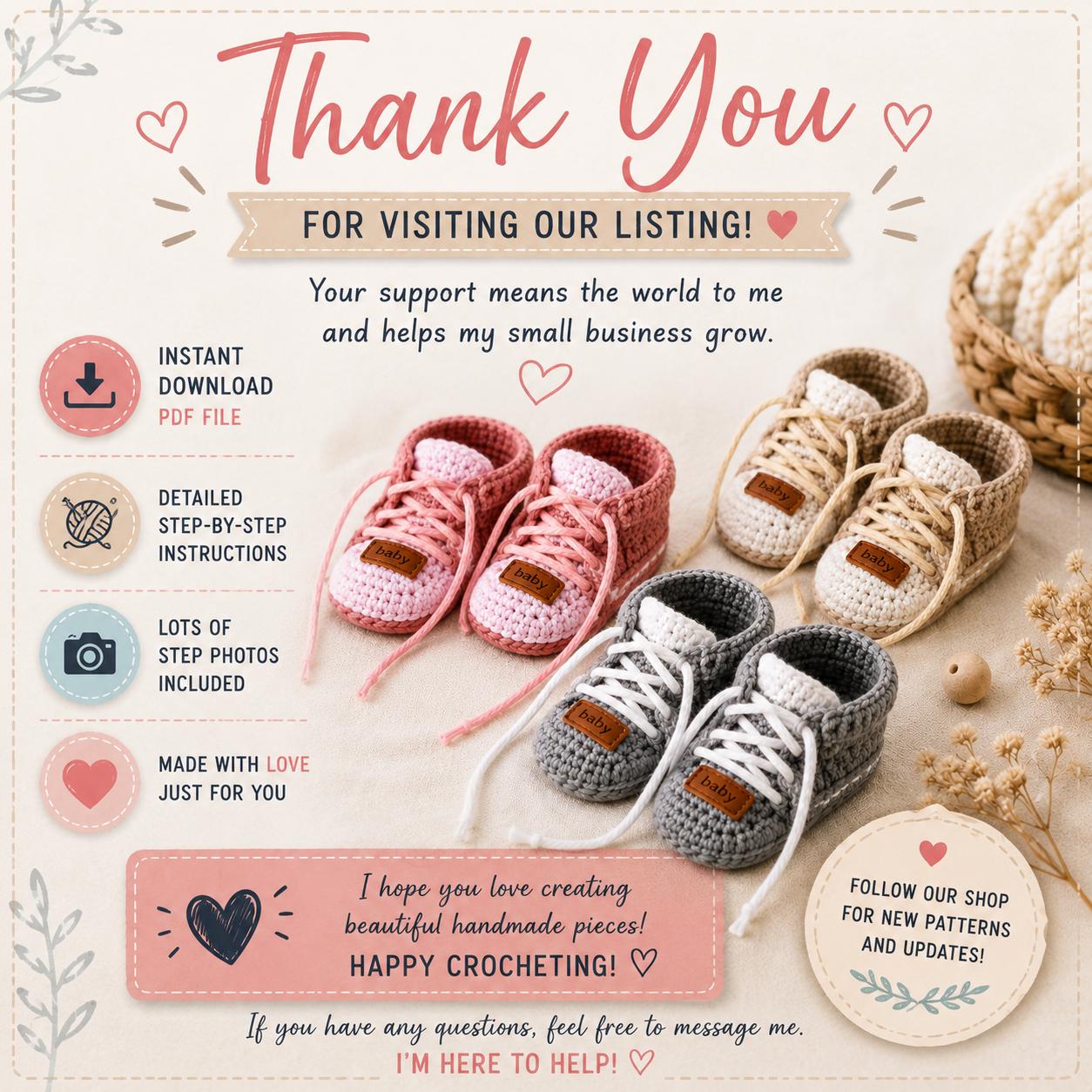 Baby Shoes Crochet Pattern (Digital Download)