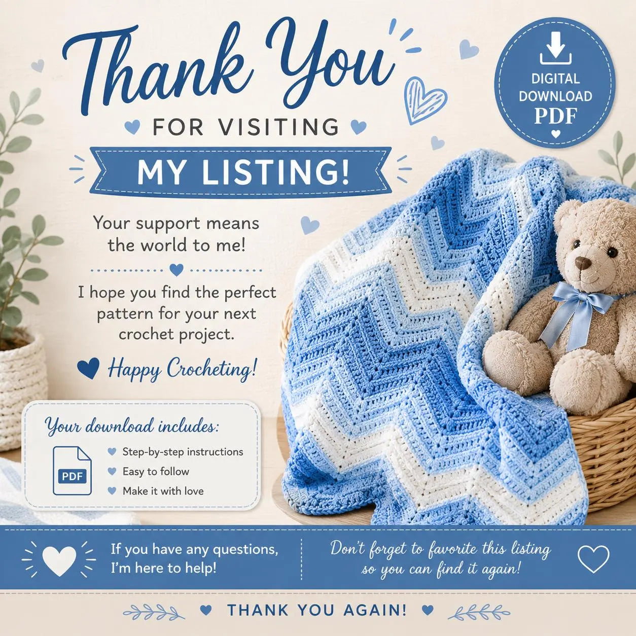 Cascading Ripples Baby Blanket Crochet Pattern PDF | Easy Ripple Blanket | Baby Afghan Pattern | Digital Download | DIY Crochet Blanket