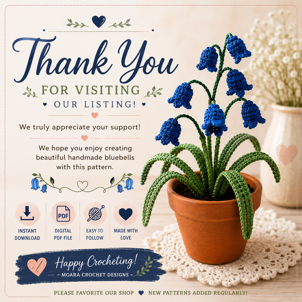 Crochet Bluebell Flowers Pattern (Digital Download)