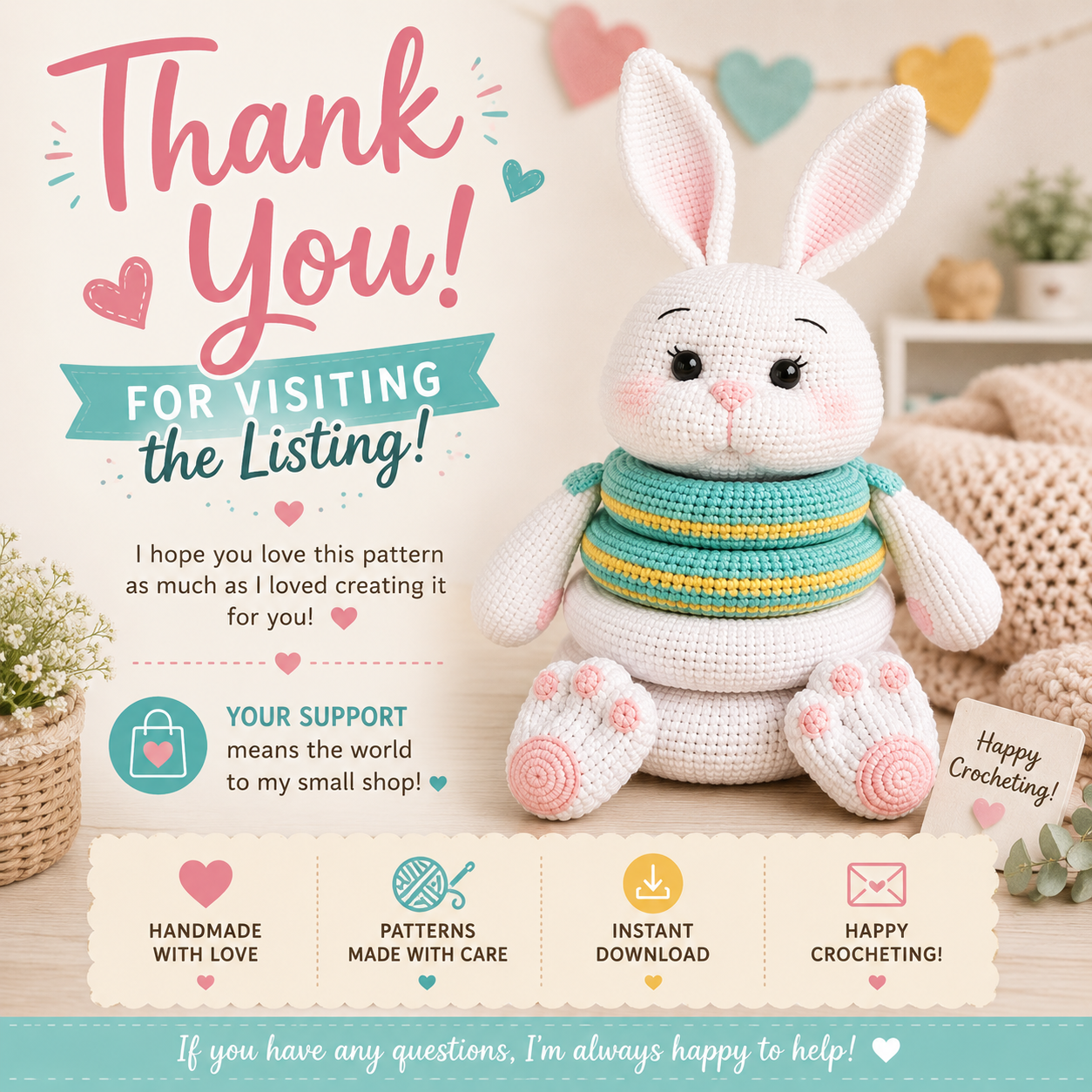 Bunny Stacking Toy Crochet Pattern (Digital Download)