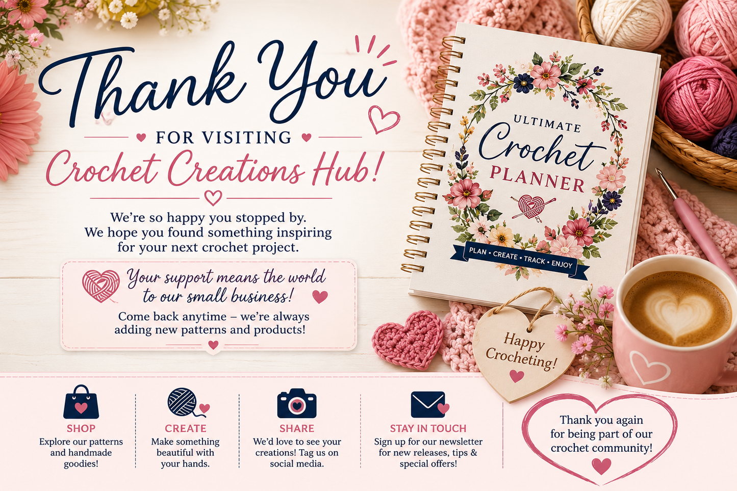 FREE Ultimate Crochet Planner | 120-Page Printable Crochet Journal & Project Planner