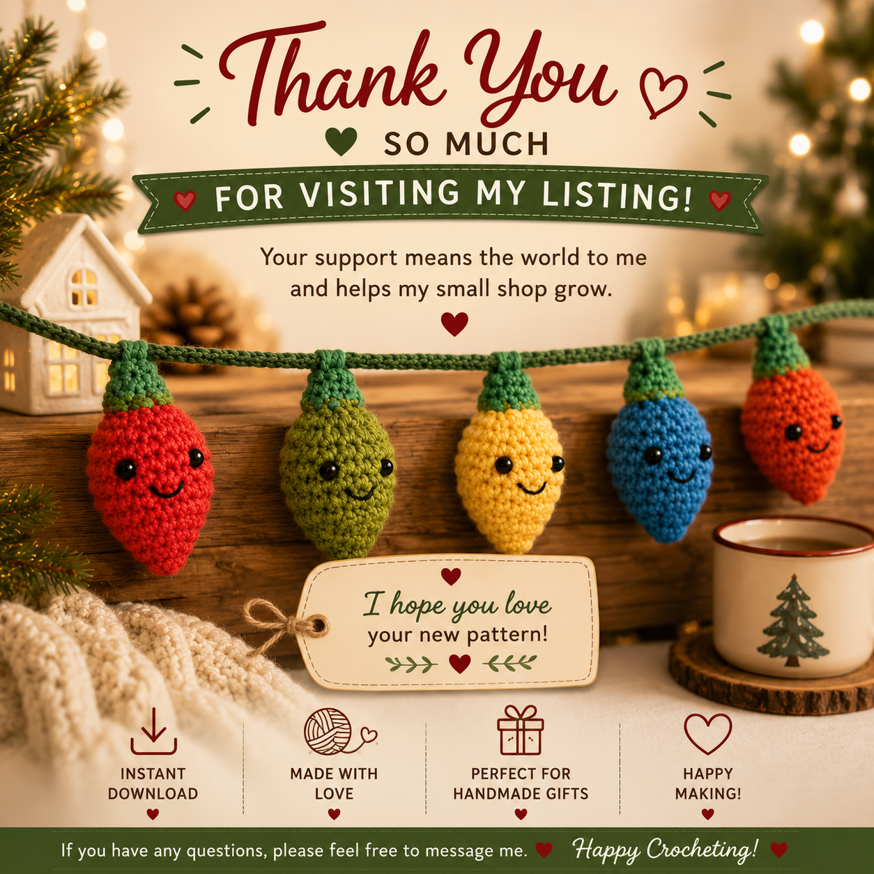 Amigurumi Holiday Lights Crochet Pattern (Digital Download)