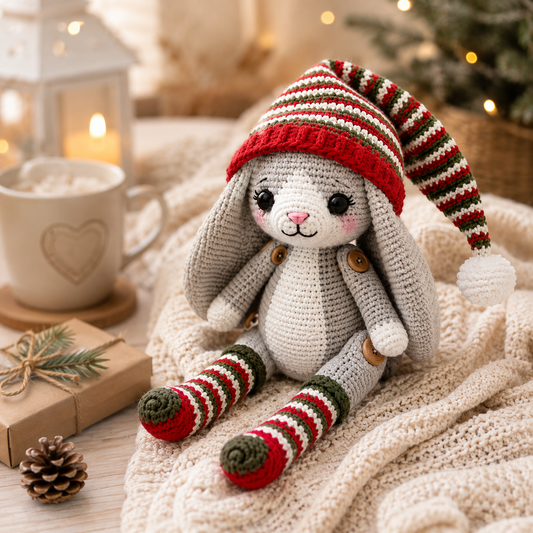 Christmas Bunny Crochet Pattern | Holiday Crochet Pattern | (Digital Download)