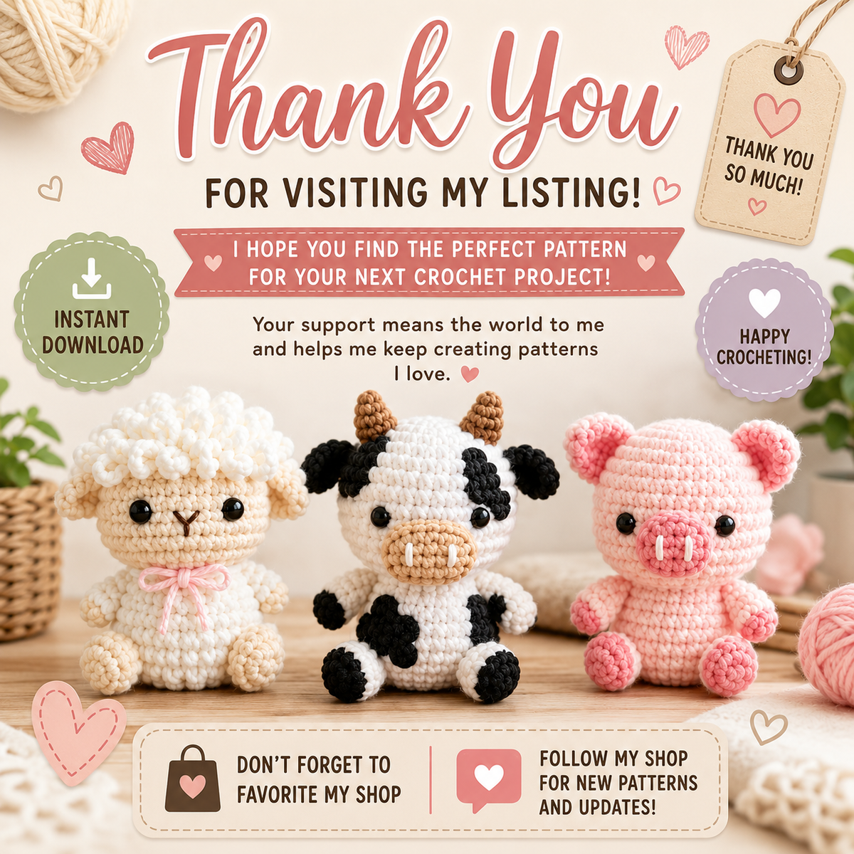 Farm Animals No-Sew Crochet Pattern Bundle (Digital Download)