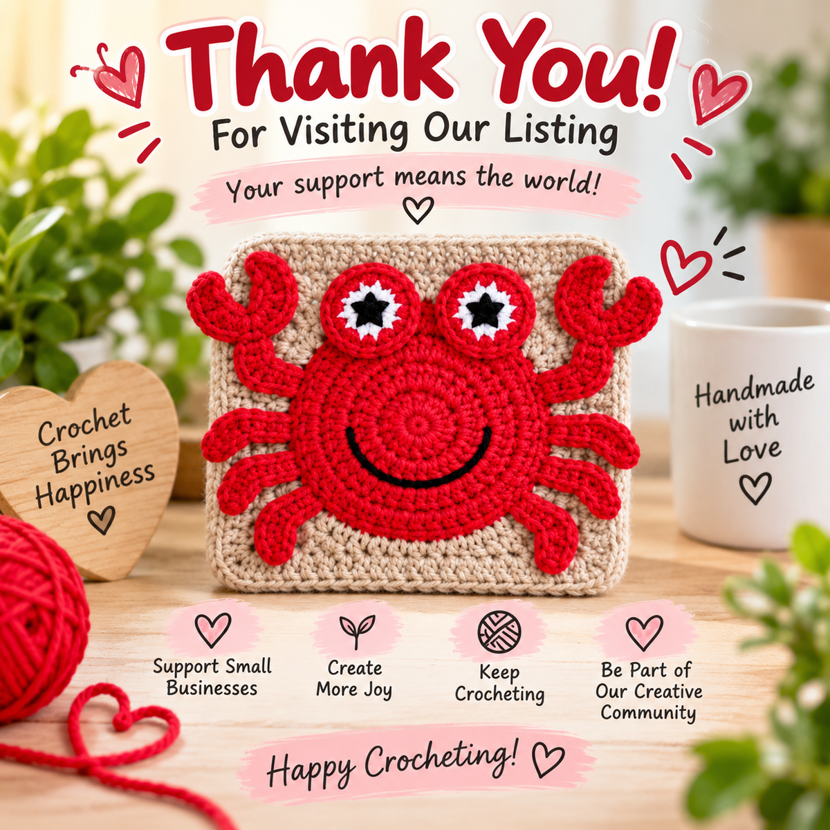 Crab Granny Square Crochet Pattern PDF (Instant Digital Download)