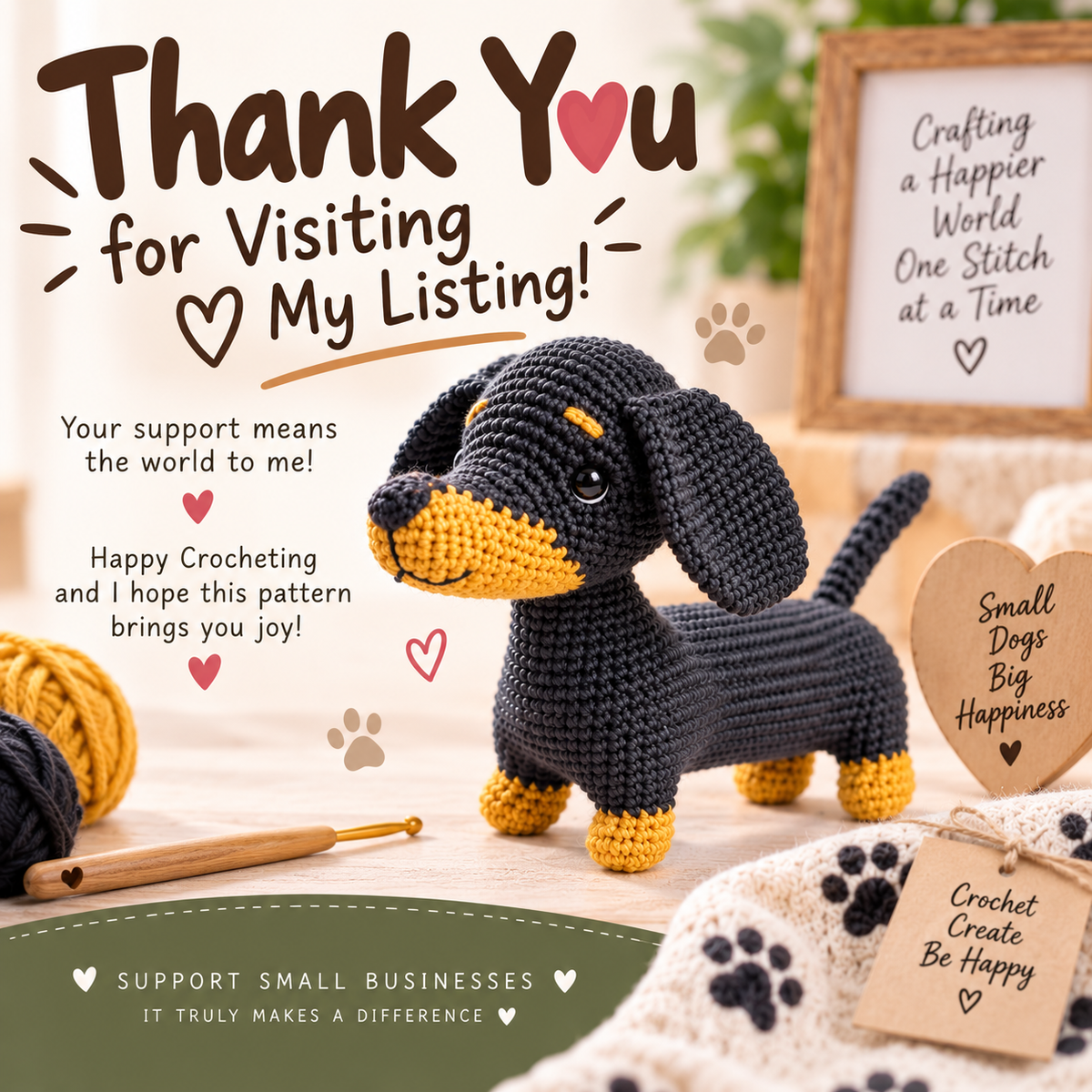 Yumi the Dachshund Bicolor Crochet Pattern (Digital Download)