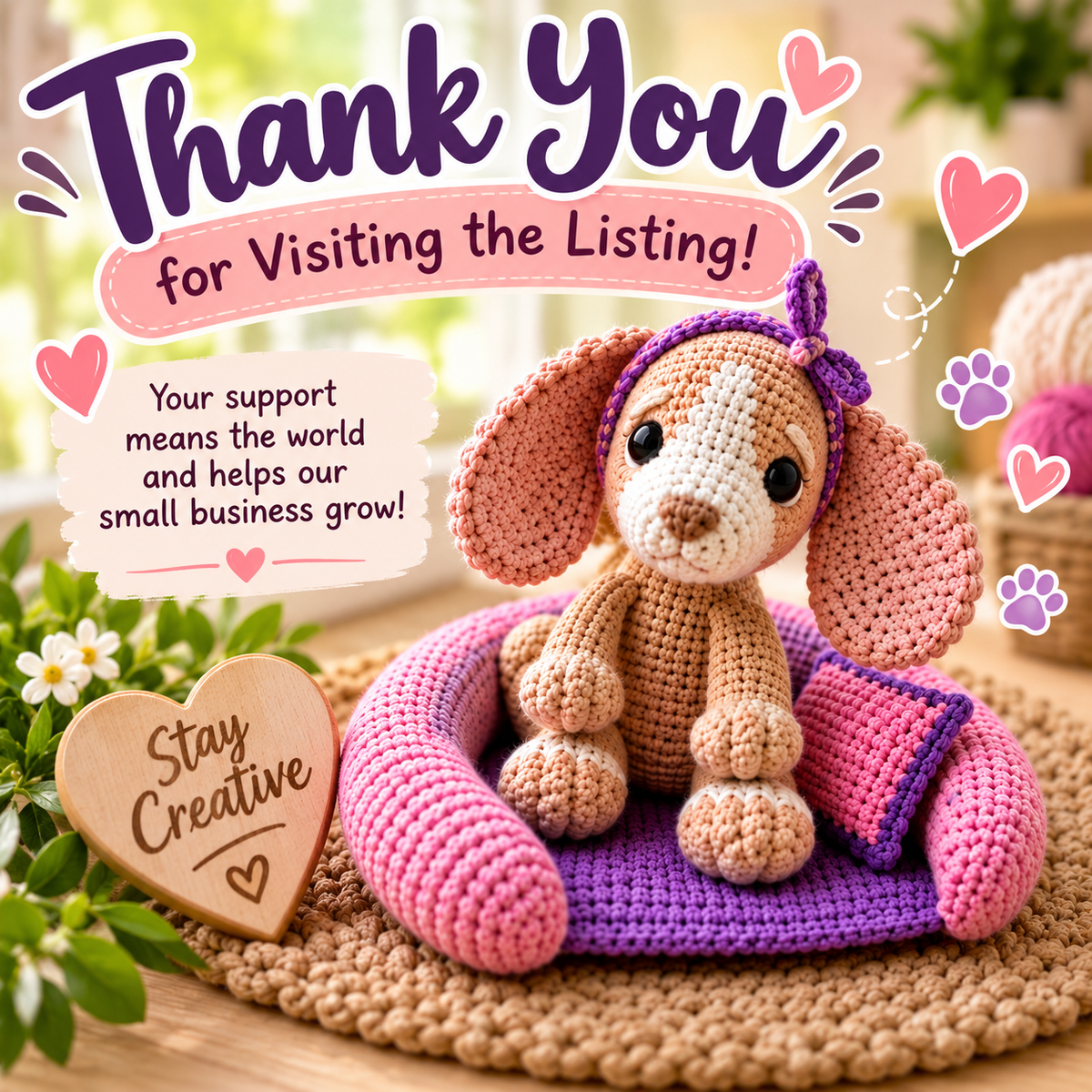 Spaniel in a Dog Bed Crochet Pattern (Digital Download)