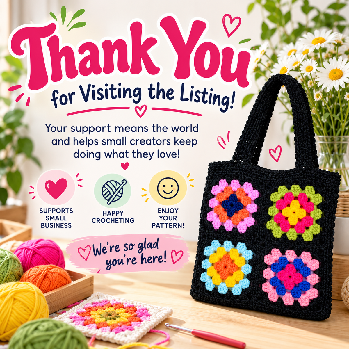 Granny Square Tote Bag Crochet Pattern (Digital Download)