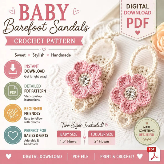 Baby Barefoot Sandals Crochet Pattern (Digital Download)