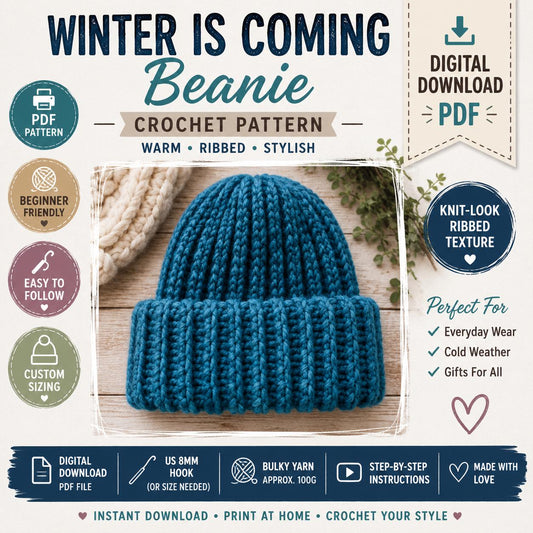 Winter Is Coming Beanie Crochet Pattern (Digital Download)