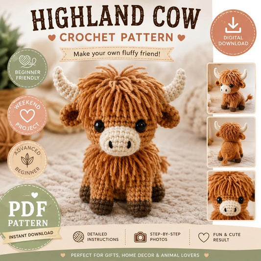 Highland Cow Crochet Pattern (Digital Download)