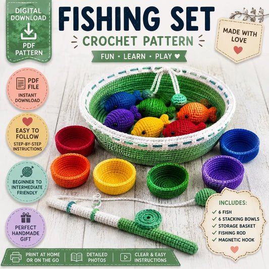 Crochet Fishing Set Pattern (Digital Download)