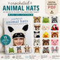 Crochet Animal Hats Pattern PDF 15 Animal Hat Crochet Patterns, Kids Adult Winter Hat Pattern Frog Sheep Tiger Bear Giraffe Digital Download