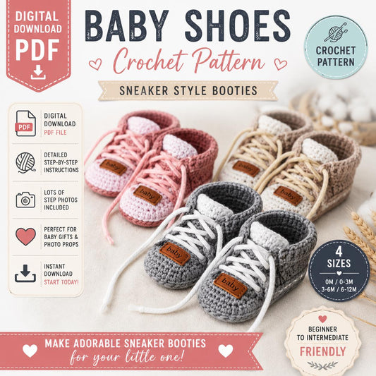 Baby Shoes Crochet Pattern (Digital Download)