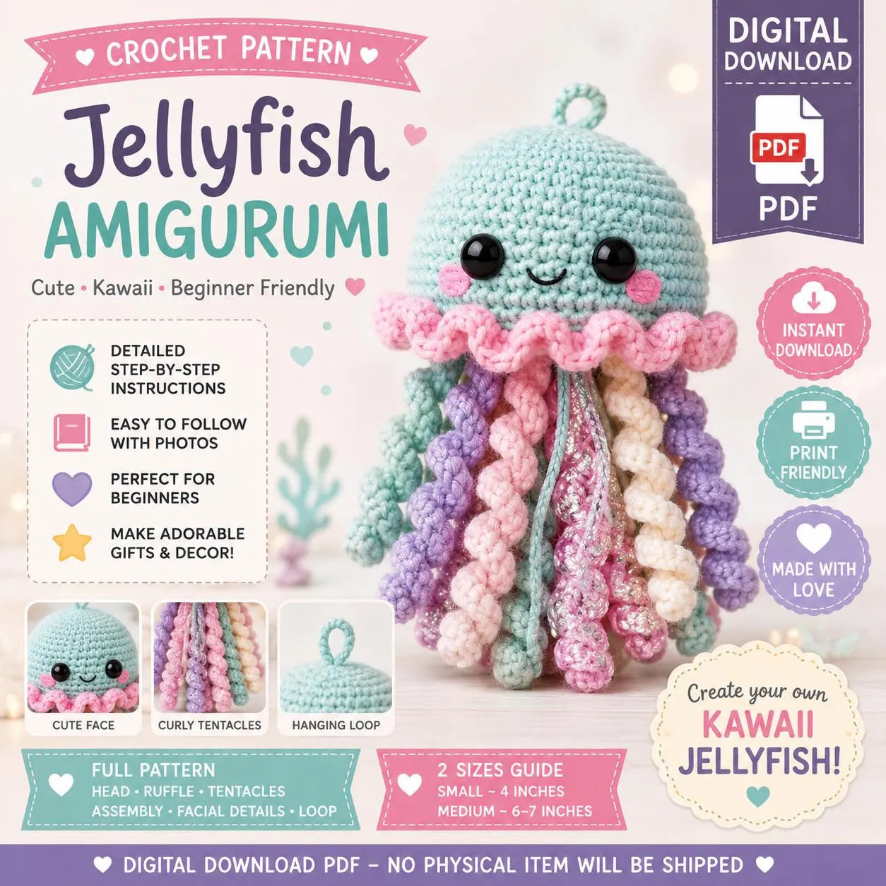 Crochet Jellyfish Amigurumi Pattern PDF