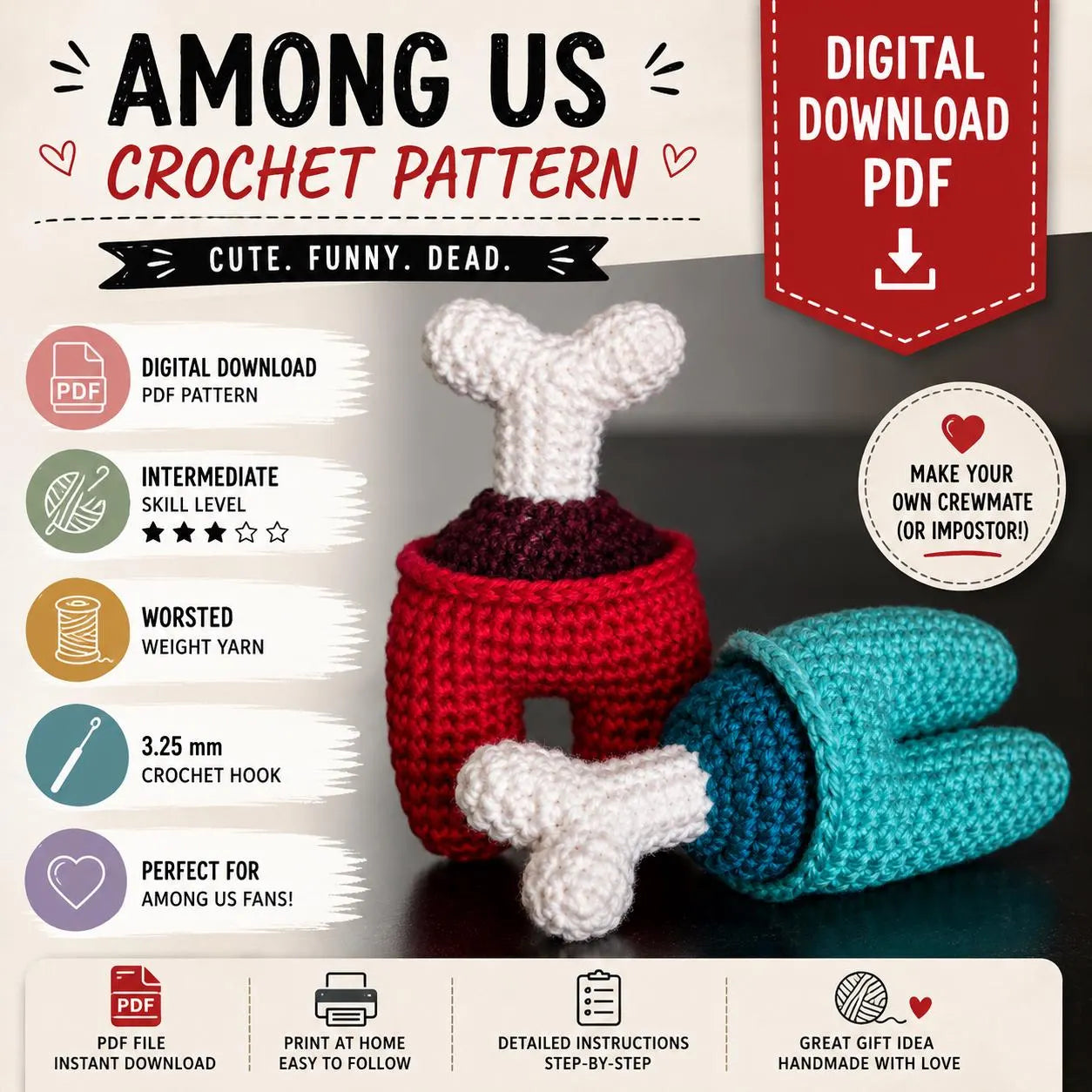 Among Us Crochet Pattern (Digital Download)