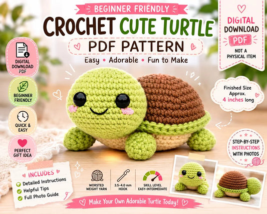 Crochet Cute Turtle Pattern (Digital Download)