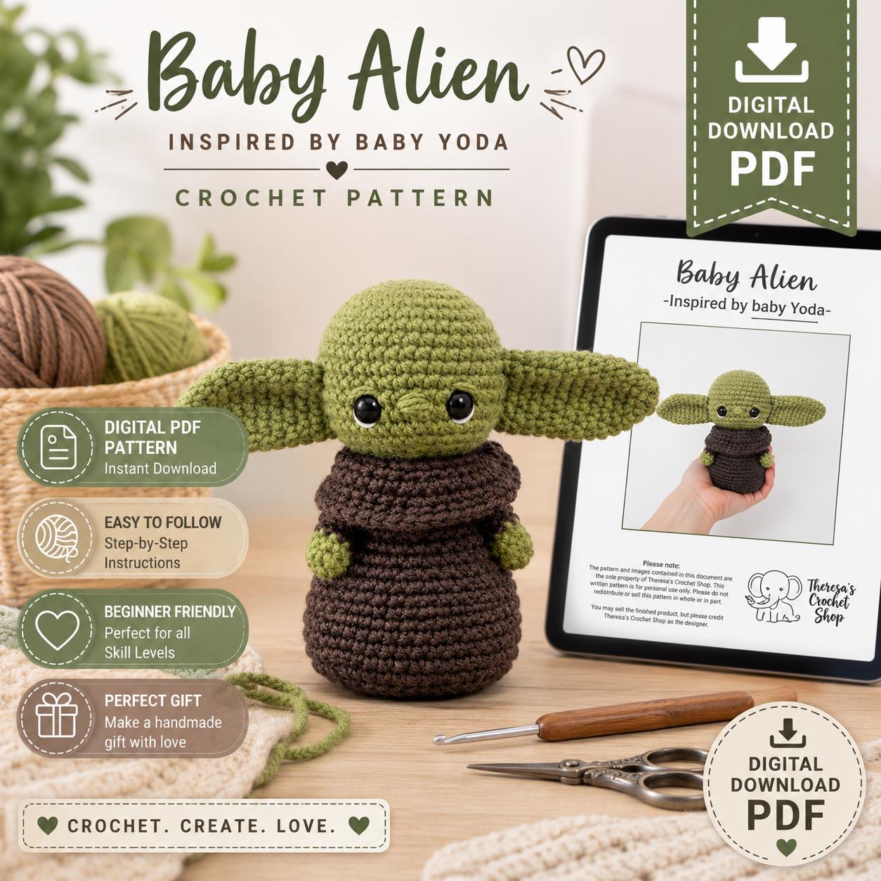Baby Alien Crochet Pattern (Digital Download)