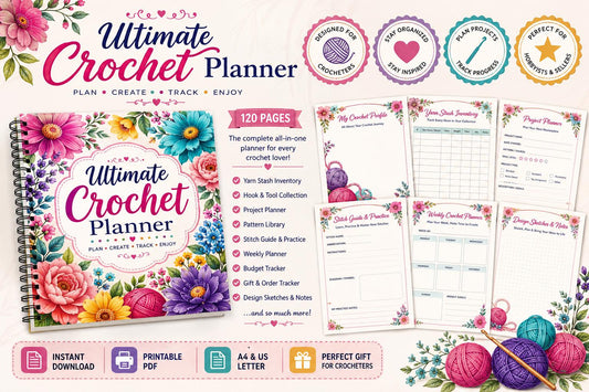 Ultimate Crochet Planner | Project Tracker, Yarn Inventory (Digital Download)