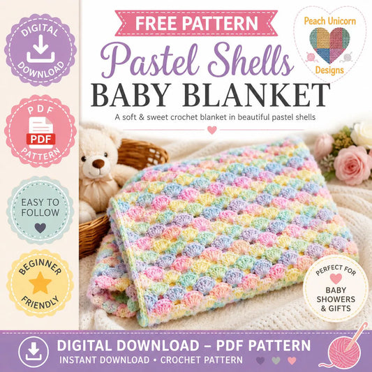 Free | Pastel Shells Baby Blanket Crochet Pattern (Digital Download)