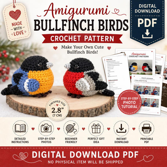Bullfinch Birds Crochet Pattern (Digital Download)