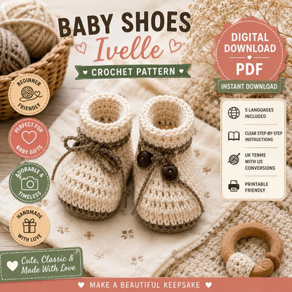 Baby Shoes Ivelle Crochet Pattern (Digital Download)