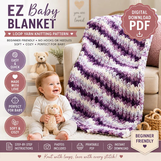 EZ Baby Blanket Knitting Pattern (Digital Download)