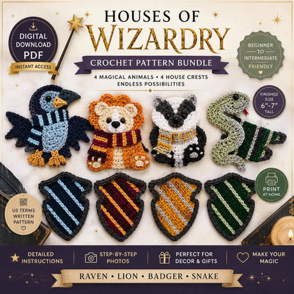 Houses of Wizardry Crochet Pattern Bundle (Digital Download)