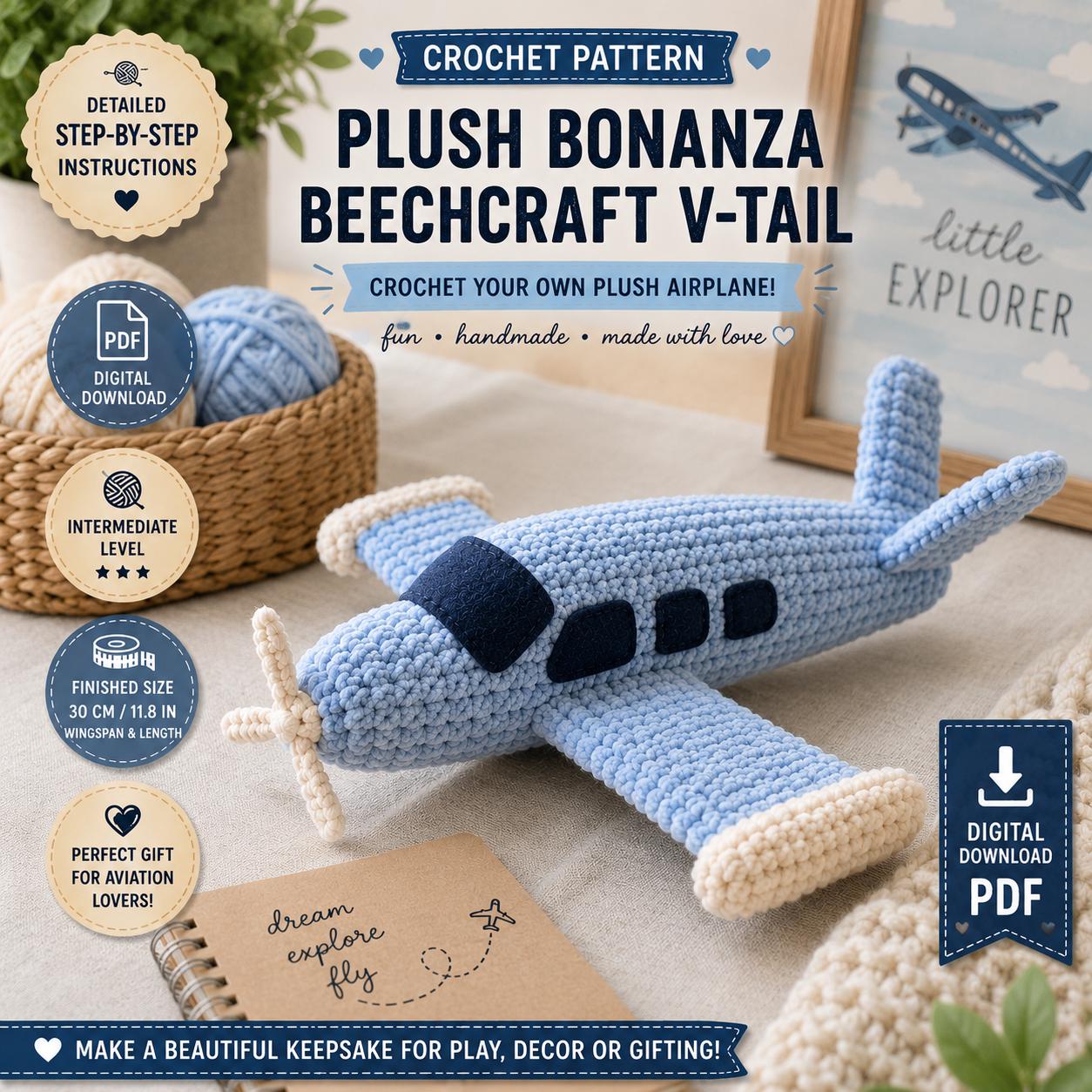 Plush Airplane Crochet Pattern (Digital Download)