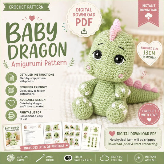 Baby Dragon Amigurumi Crochet Pattern (Digital Download)