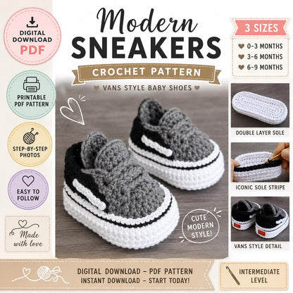 Modern Baby Vans Sneakers Crochet Pattern (Digital Download)