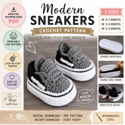Modern Baby Vans Sneakers Crochet Pattern (Digital Download)