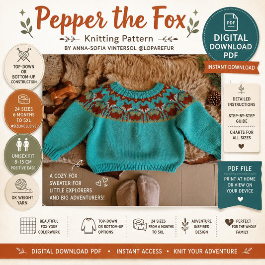 Pepper The Fox Knitting Pattern (Digital Download)