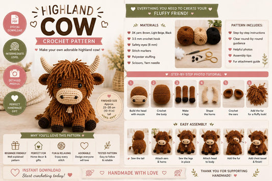 Highland Cow Crochet Pattern  (Digital Download)
