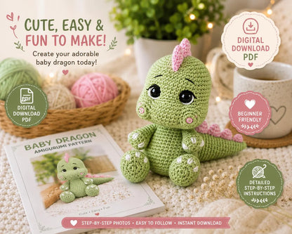 Baby Dragon Amigurumi Crochet Pattern (Digital Download)