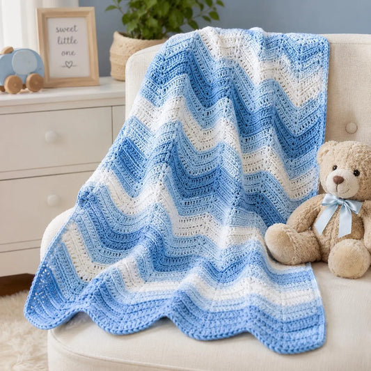 Cascading Ripples Baby Blanket Crochet Pattern (Digital Download)