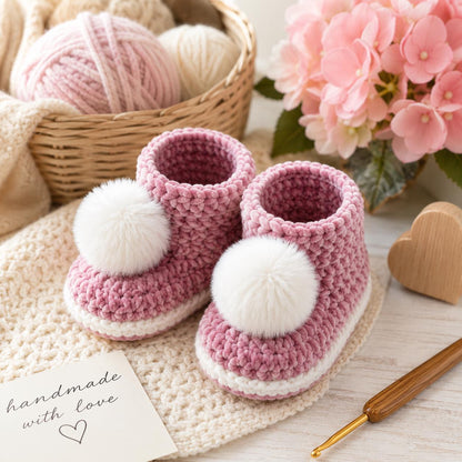 Plush Baby Booties Crochet Pattern (Digital Download)