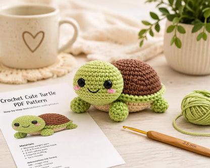 Crochet Cute Turtle Pattern (Digital Download)