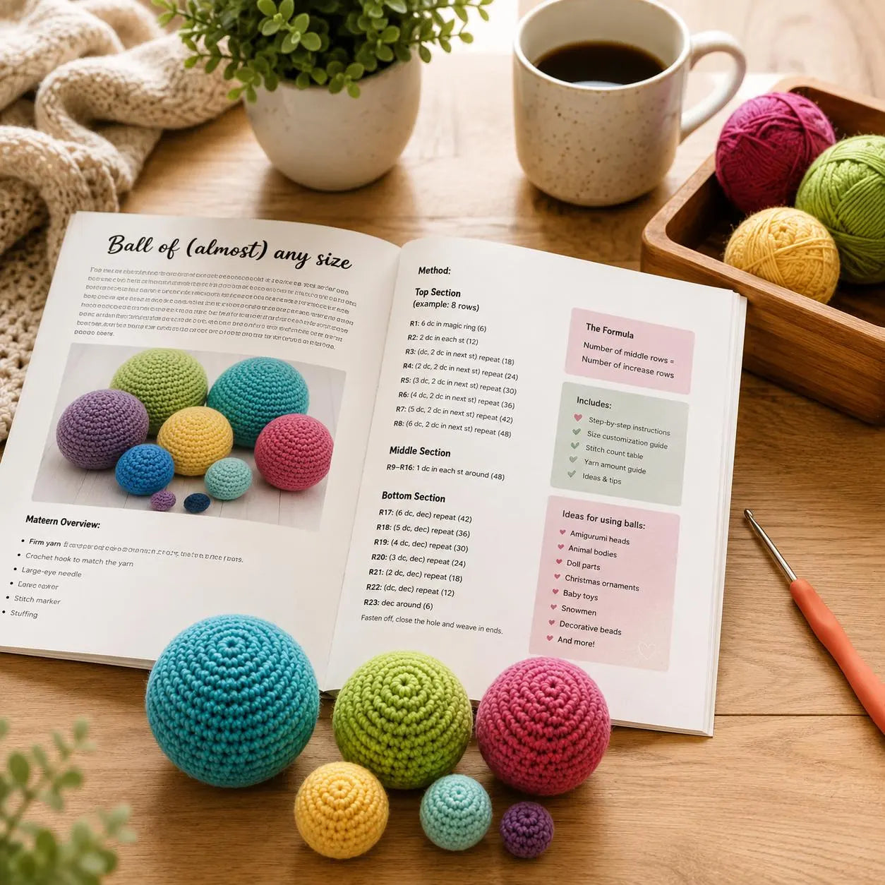 Ball of Almost Any Size Crochet Pattern PDF, Amigurumi Ball Pattern, Crochet Sphere Tutorial, Custom Size Ball Pattern.
