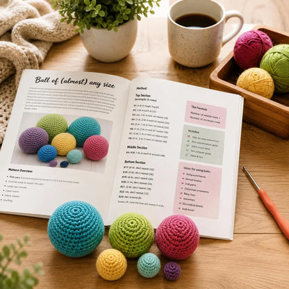 Ball of Almost Any Size Crochet Pattern PDF, Amigurumi Ball Pattern, Crochet Sphere Tutorial, Custom Size Ball Pattern.