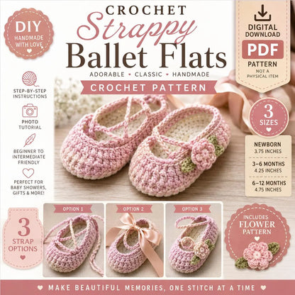 Baby Ballet Flats Crochet Pattern (Digital Download)
