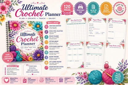 Ultimate Crochet Planner | Project Tracker, Yarn Inventory (Digital Download)