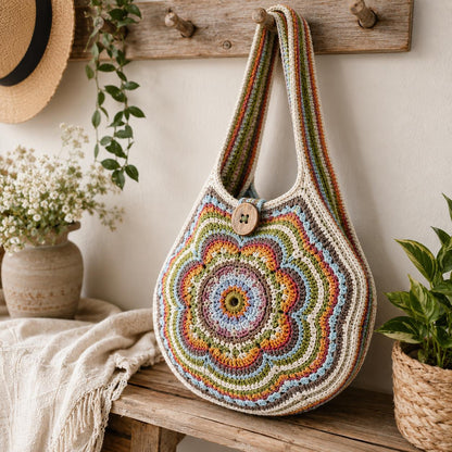 Boho Flower Slouch Bag Crochet Pattern (Digital Download)