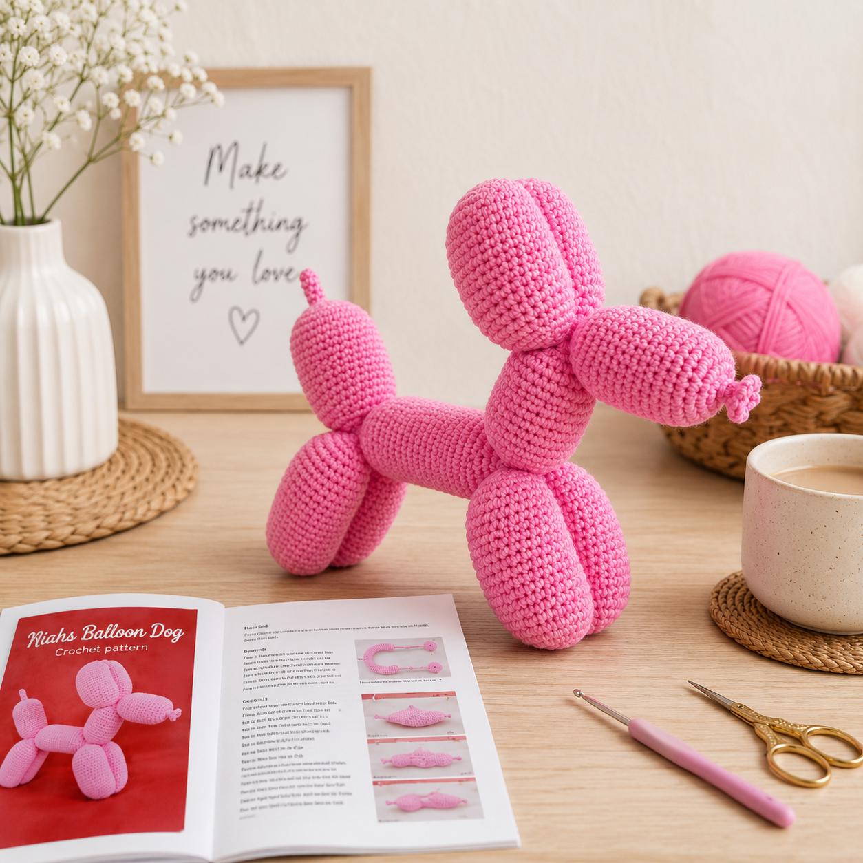 Balloon Dog Crochet Pattern PDF, Amigurumi Balloon Animal, Plush Dog Crochet Pattern, Instant Digital Download, DIY Stuffed Toy.